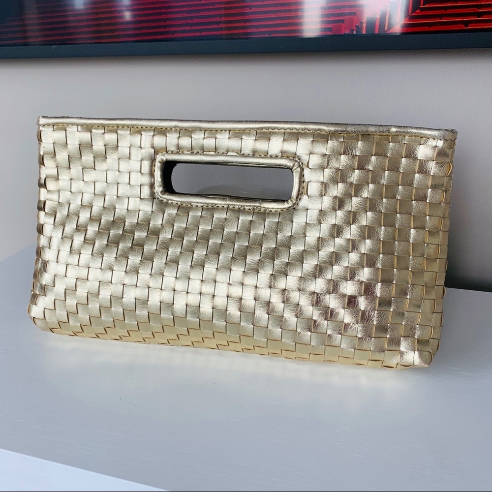 Gold Weave Saks Fifth Avenue Black Label Clutch